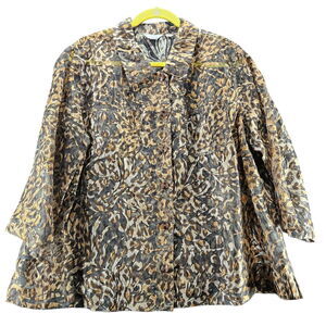 Erin Womens Button Up Multi-Color Size 1X Polyester Blend Sheer Button Pocket